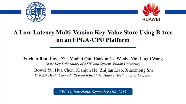a low latency multi version key value store using b tree