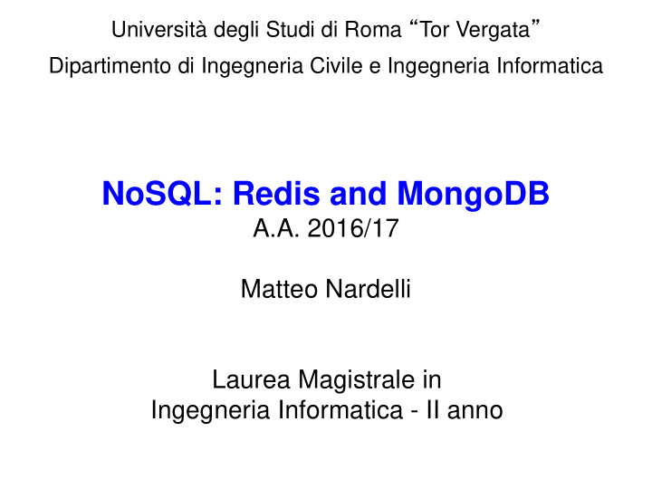 nosql redis and mongodb