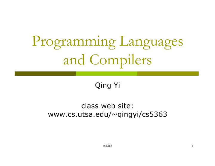 programming languages and compilers