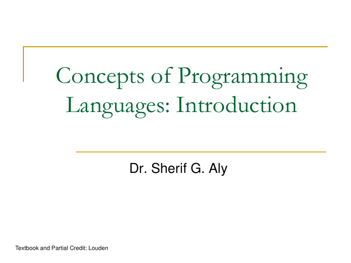 concepts of programming languages introduction