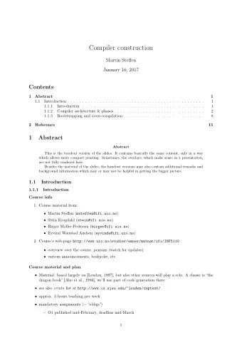 Compiler construction  Martin Steffen  January 16, 2017  Contents  1  Abstract  1  1.1