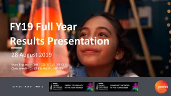 FY19 Full Year  Results Presentation  28 August 2019 Marc England  CHIEF EXECUTIVE OFFICER Chris