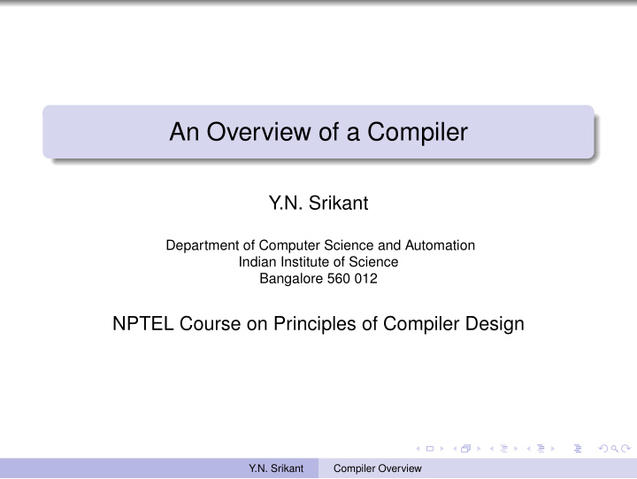 an overview of a compiler