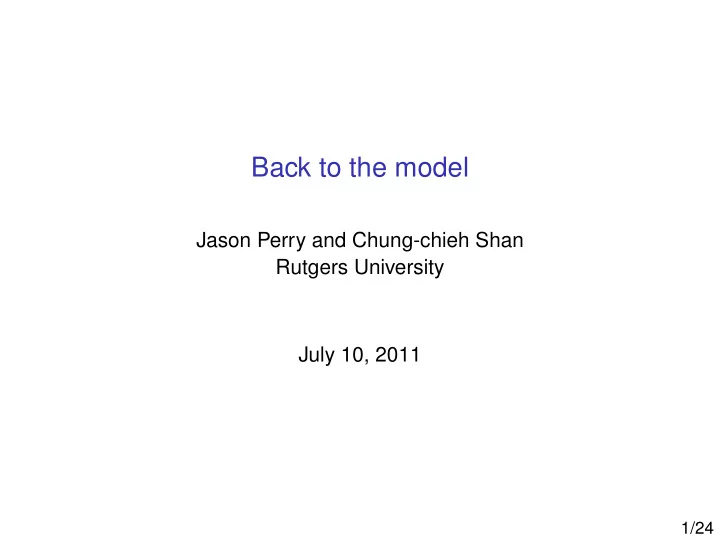 back to the model