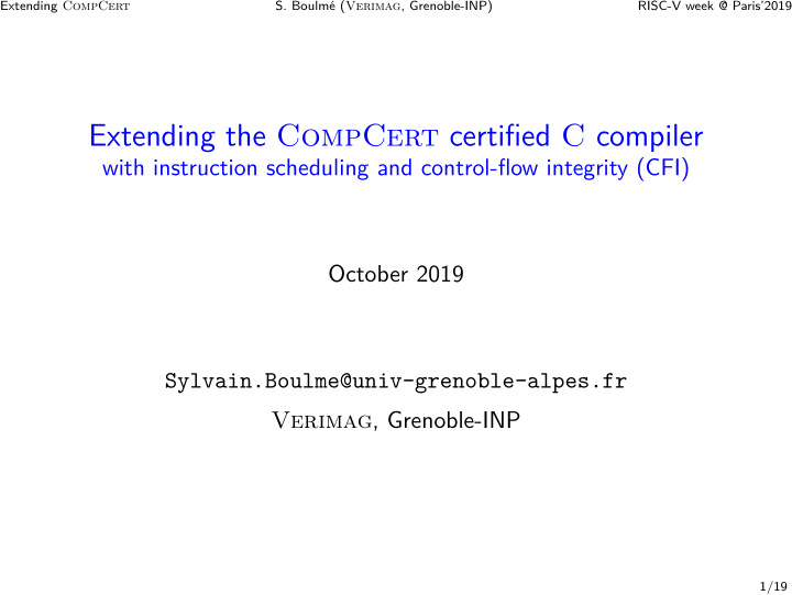 extending the compcert certified c compiler