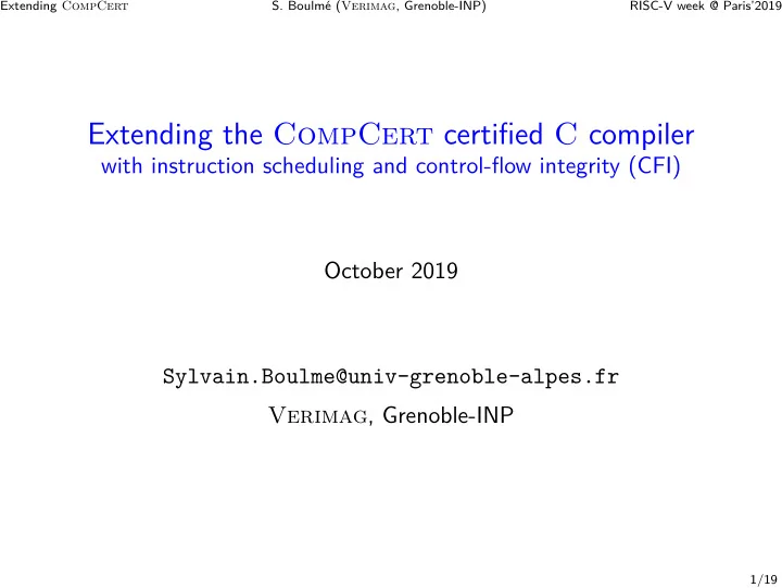 extending the compcert certified c compiler