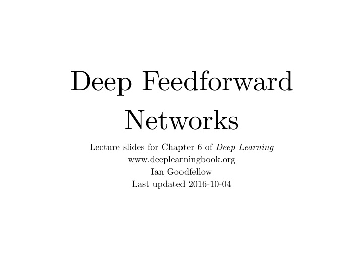deep feedforward networks