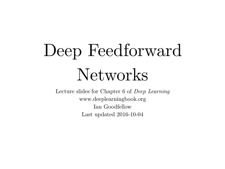 deep feedforward networks