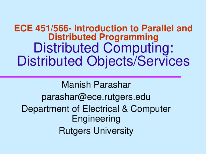 distributed computing distributed objects services