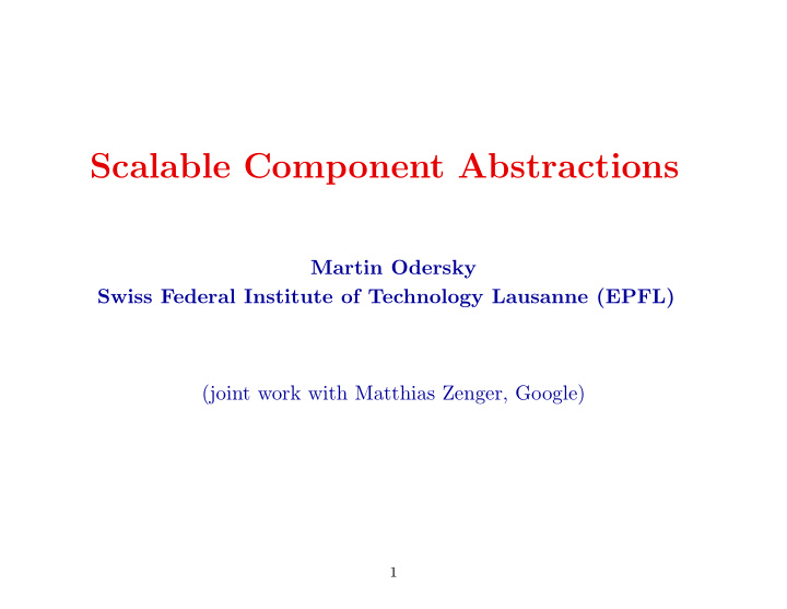 scalable component abstractions