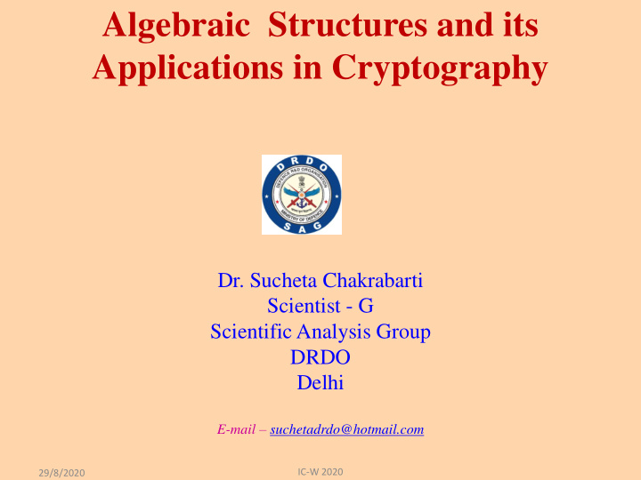 algebraic structures and its applications in cryptography