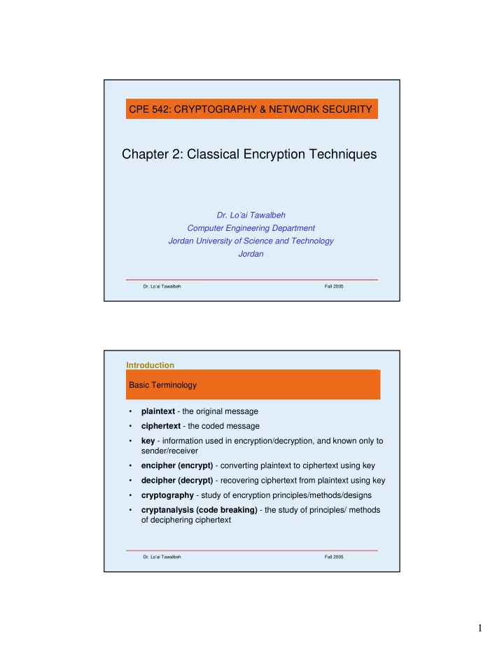 chapter 2 classical encryption techniques
