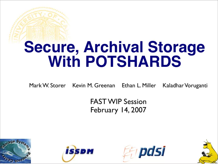 secure archival storage with potshards