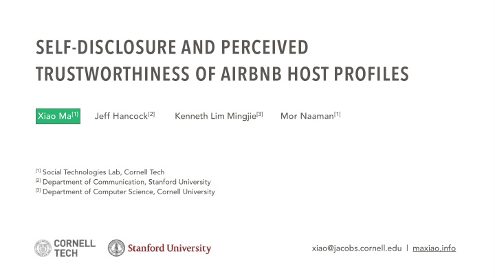 self disclosure and perceived trustworthiness of airbnb