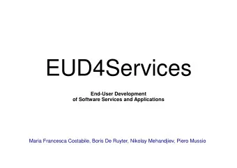 EUD4Services  EUD4Services  End-User Development  of Software Services and Applications  Maria