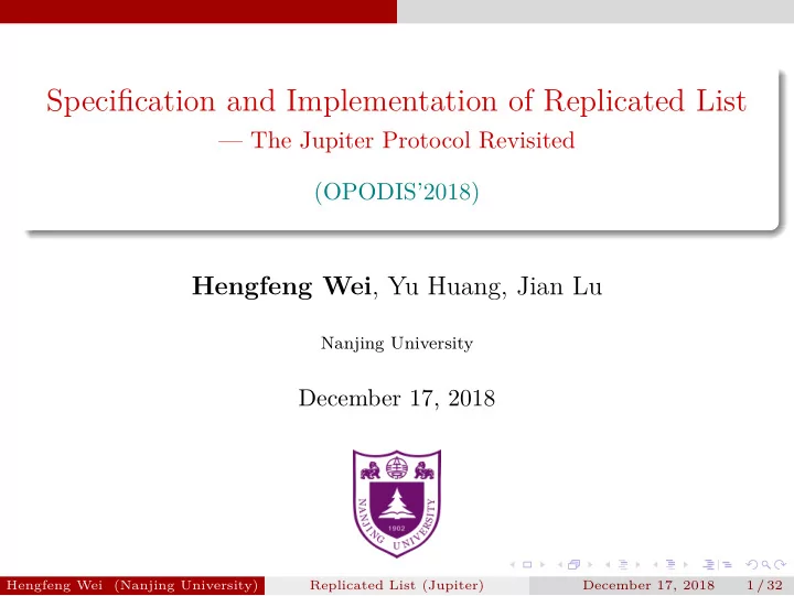 specifjcation and implementation of replicated list