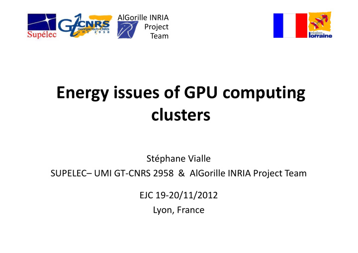 energy issues of gpu computing clusters