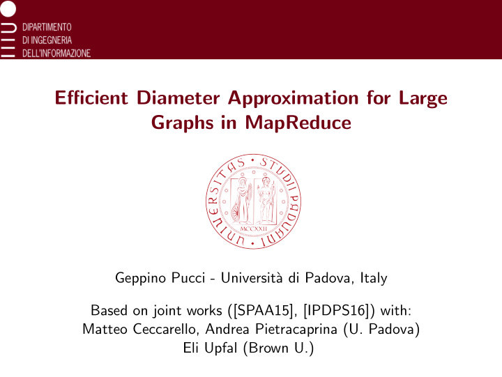 efficient diameter approximation for large graphs in