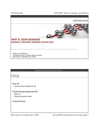 FAQs  Quiz #3  Scores will be available by 3/6  Programming Assignment #2  March 10