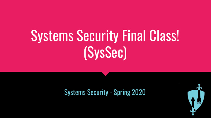 systems security final class syssec