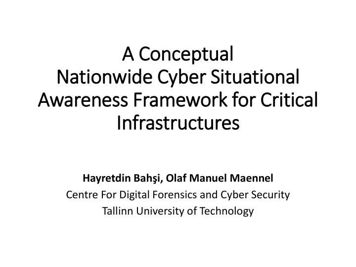 nationwide cyber situational