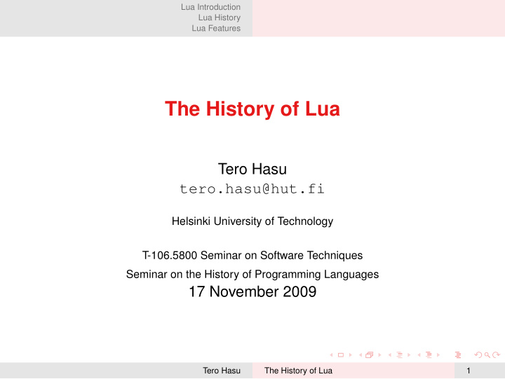 the history of lua