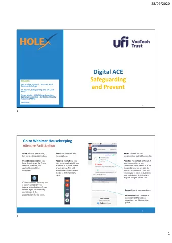 Digital ACE  Safeguarding  Presenters  Jaki Bradley, Principal , Thurrock Adult  and Prevent