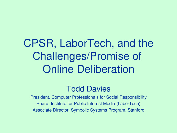 cpsr labortech and the challenges promise of online