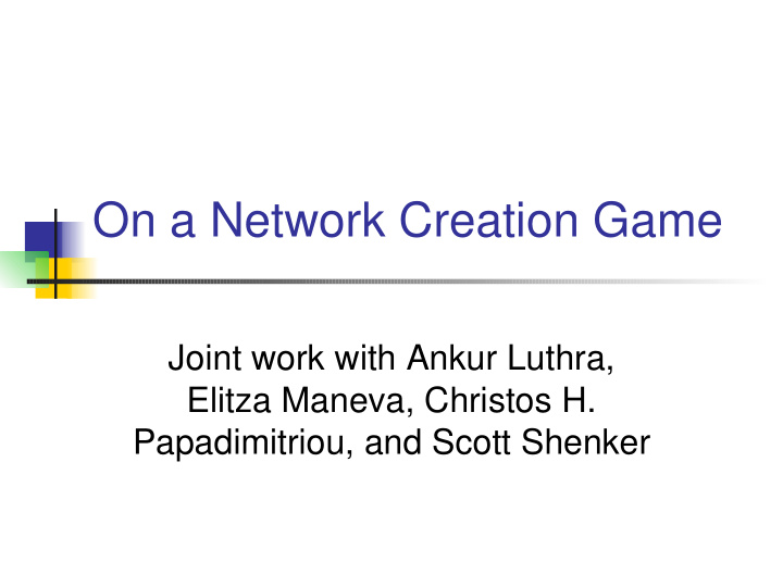 on a network creation game