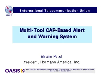 Multi-  -Tool CAP  Tool CAP-  -Based Alert  Based Alert  Multi  and Warning System  and Warning