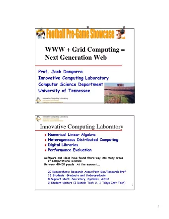 WWW + Grid Computing =  Next Generation Web