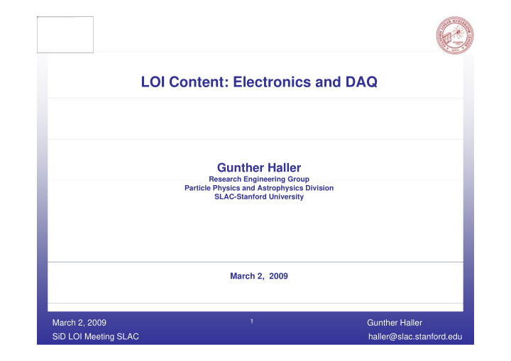 loi content electronics and daq