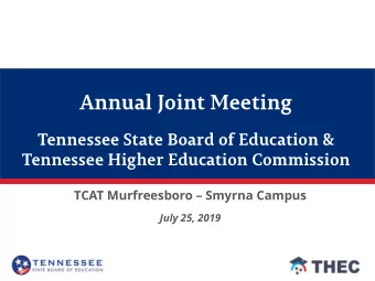 Annual Joint Meeting  Tennessee State Board of Education &amp;  Tennessee Higher Education