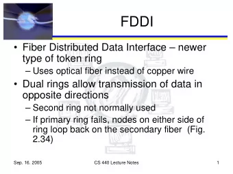 FDDI   Fiber Distributed Data Interface  newer  type of token ring   Uses optical fiber