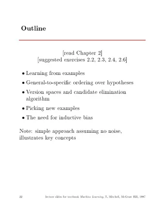 Outline  read  Chapter    suggested  exercises