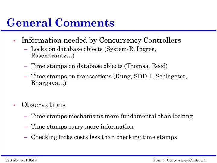 general comments