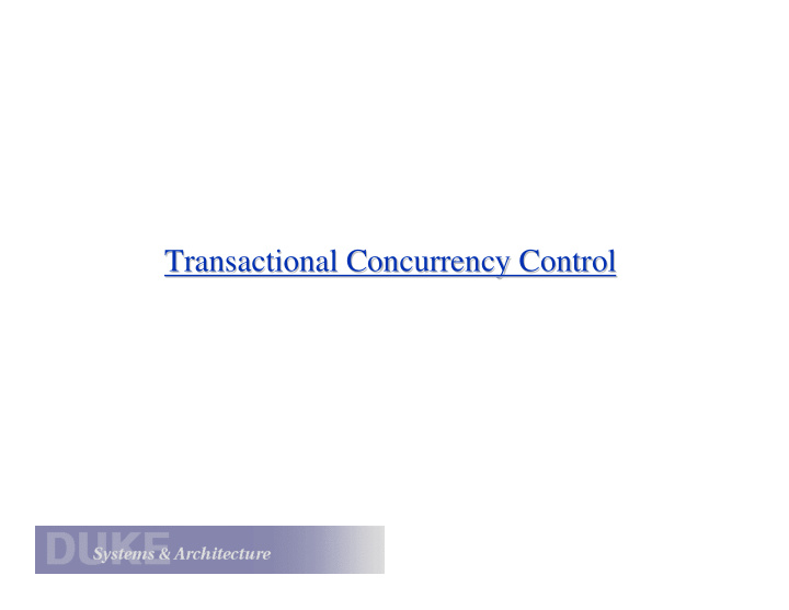 transactional concurrency control transactional
