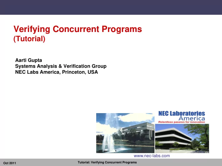 verifying concurrent programs