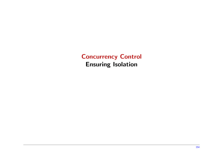 concurrency control ensuring isolation