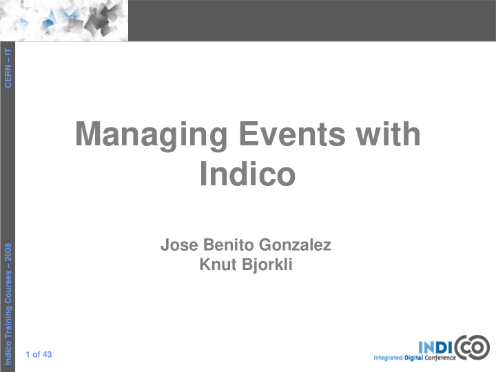 managing events with indico