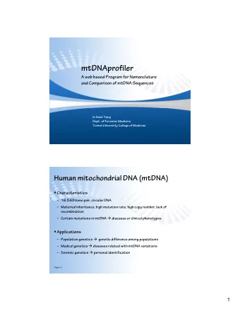 mtDNAprofiler  A web based Program for Nomenclature  and Comparison of mtDNA Sequences  In Seok