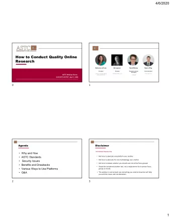 How to Conduct Quality Online  Research  Adrienne LeFevre  Sarah Murray  Ryan Liffrig  Ed Lazarus