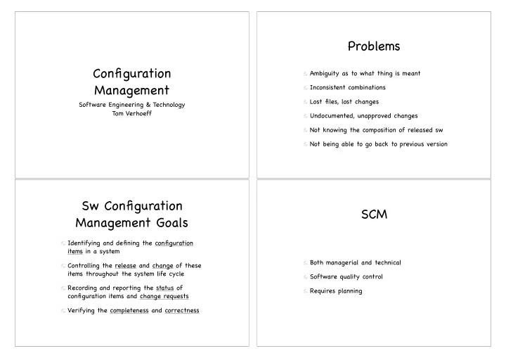 problems configuration