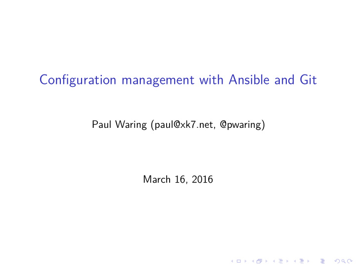 configuration management with ansible and git