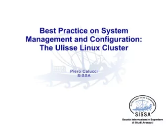Outline  cluster management &amp;  infrastructure management:  installation and configuration