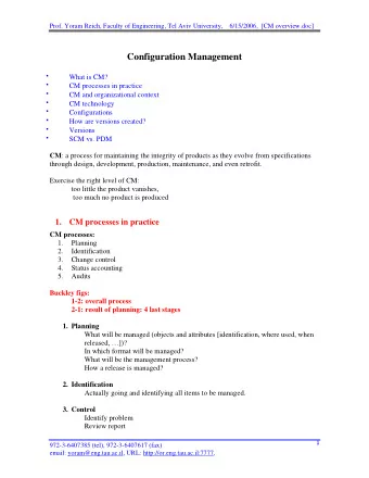 Configuration Management   What is CM?   CM processes in practice   CM and organizational