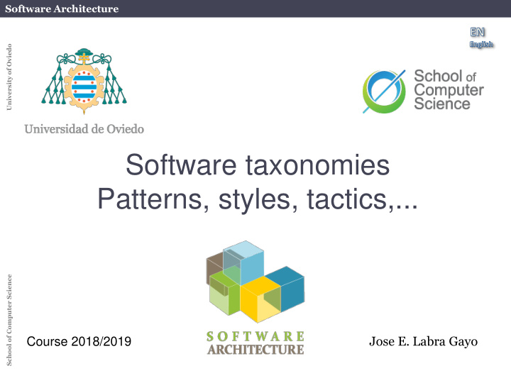 software taxonomies patterns styles tactics