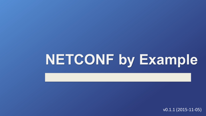 netconf by example