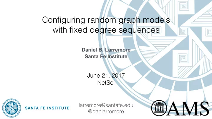 configuring random graph models with fixed degree