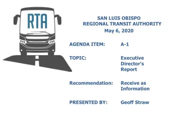 May 6, 2020  AGENDA ITEM:  A-1  TOPIC:  Executive  Directors  Report  Recommendation:  Receive